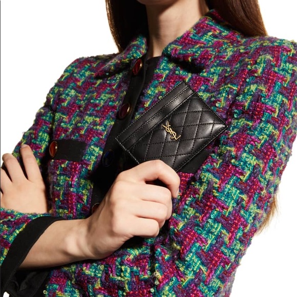 HP🎉NWT YSL Quilted Lambskin Card Case - Picture 6 of 16